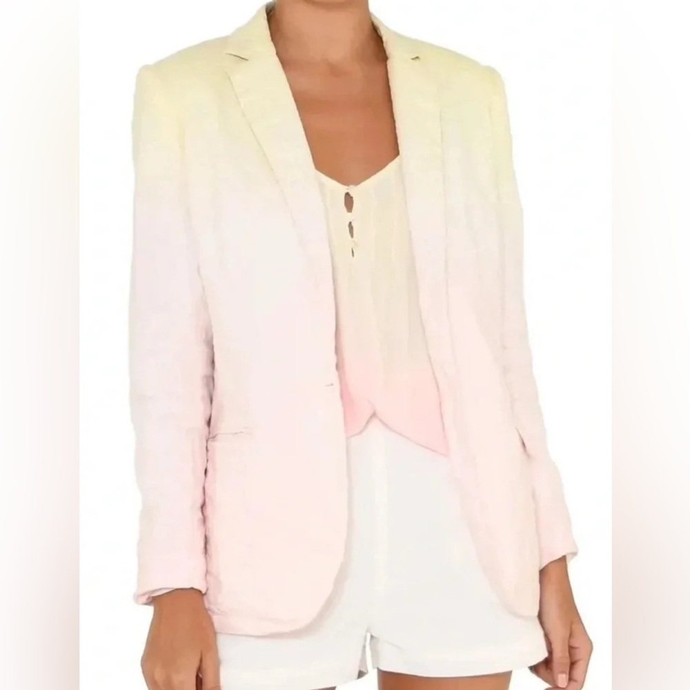 NWOT NICOLE MILLER Collection Oversized Linen Dip Dye Blazer Lined, Size S/M
